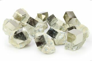 Shiny Natural Pyrite Cubes in Rock - Navajun, Spain