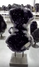 Amethyst Geode With Calcite On Metal Stand #51562
