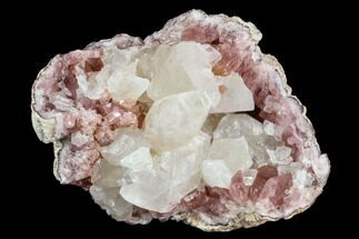 Pink Amethyst Geode Section with Calcite - Argentina #120460
