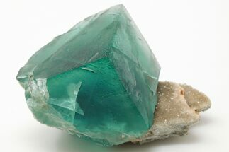 Cubic, Blue-Green Phantom Fluorite Crystal on Quartz - China #197158