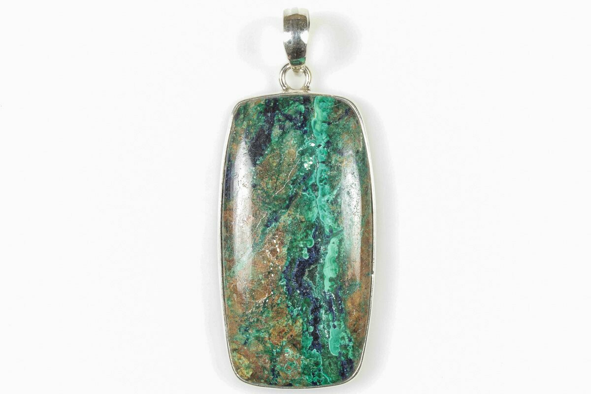 Vibrant Malachite Azurite Pendant Sterling Silver