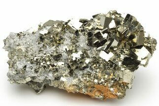 Gleaming, Cubic Pyrite Crystals with Quartz Crystals - Peru #231570
