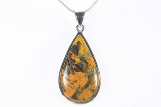 Bumblebee Jasper Pendant (Necklace) - Sterling Silver #240242