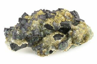 Cubic Purple and Green Fluorite Crystals with Schorl - Namibia #241831