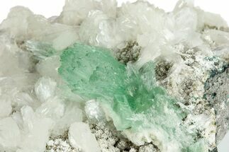 Gemmy Green Apophyllite Crystals with Stilbite - India #243891