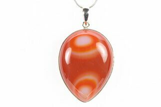 Banded Carnelian Agate Pendant - Sterling Silver #278484