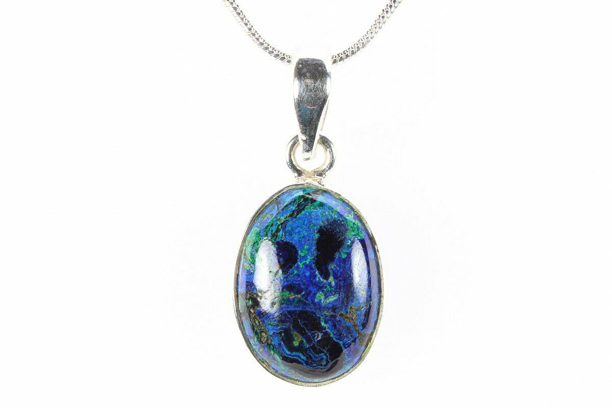 Watercolor Malachite And Azurite Pendant Sterling Silver