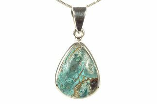 Polished Chrysocolla Agate Pendant - Sterling Silver #279638