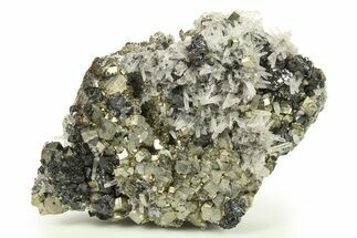 Striated Pyrite and Quartz on Sphalerite - Peru #287610