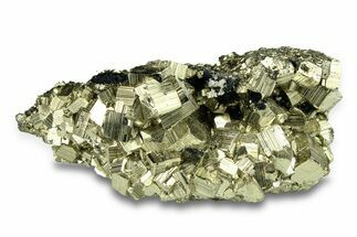 Glittering Striated Pyrite Crystal Cluster - Peru #291915