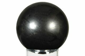 2" Polished, Shungite Sphere With Stand