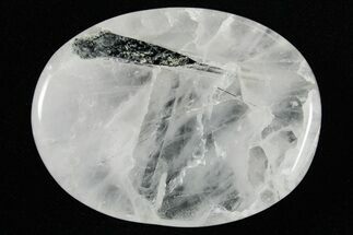 1.5" Polished Quartz with Black Tourmaline Worry Stones