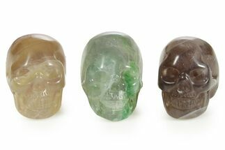 1.5" Polished Purple and Green Fluorite Crystal Skulls