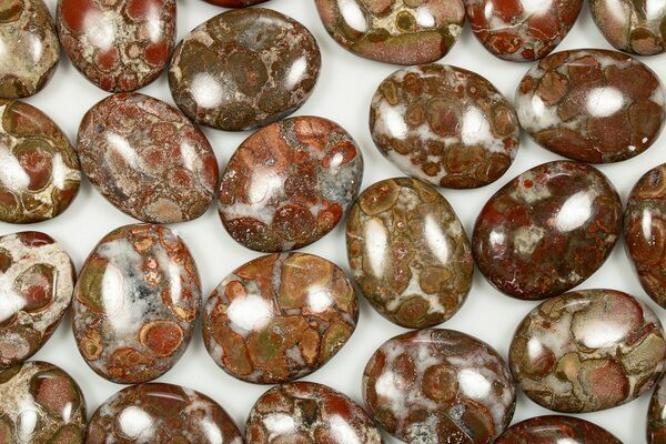 Polished King Cobra Orbicular Jasper Pocket Stones For Sale