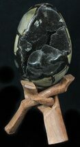 Septarian Dragon Egg Geode With Black Calcite #33500
