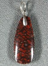 Vibrant, Red Agatized Dinosaur Gembone Pendant #33825