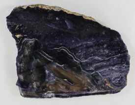 Polished Fluorite Slab - Purple & Gold #34861