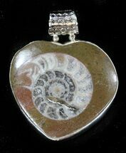 Fossil Goniatite Heart Pendant - Sterling Silver #35062