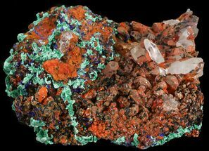 Malachite and Azurite with Limonite Covered Quartz - Morocco #43819
