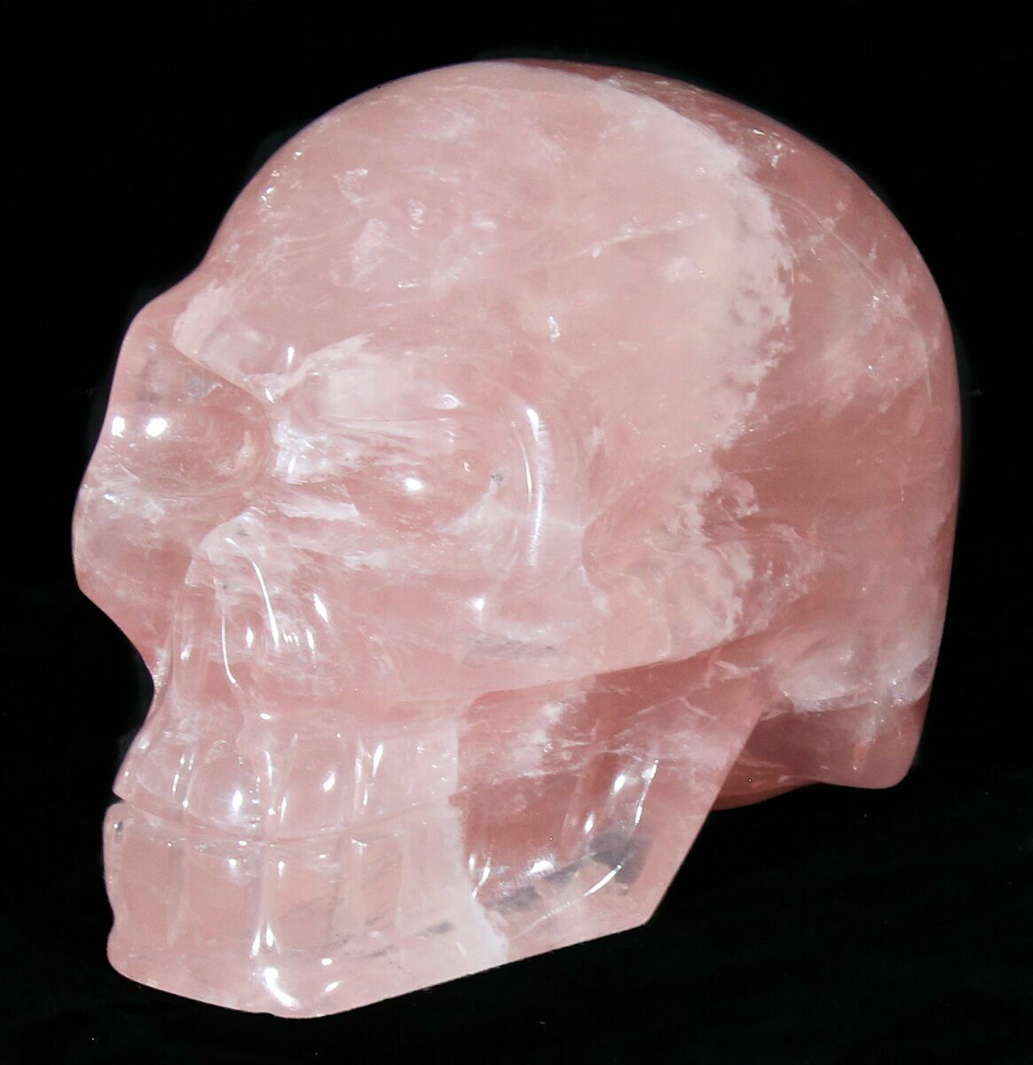 Polished Brazilian Rose Quartz Crystal Skull #50699