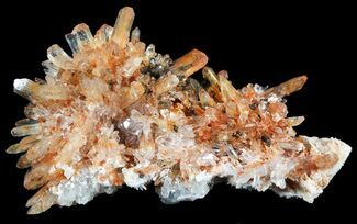 Orange Creedite Crystal Cluster on Fluorite - Durango, Mexico #51651