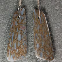 Blue, Agatized Dinosaur Bone (Gembone) Earrings #54095