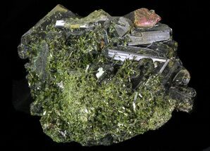 Dark Green Epidote Crystal Cluster - Pakistan #68238