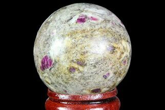 Sphere Containing Ruby's in Granite - India #71534