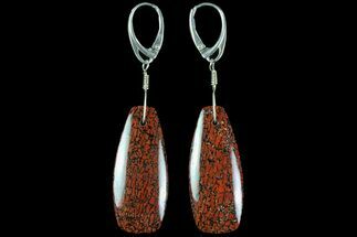 Large, Red, Agatized Dinosaur Bone (Gembone) Earrings #84765