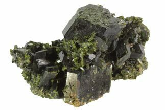 Lustrous, Dark Green, Epidote Crystal Cluster - Pakistan #91947