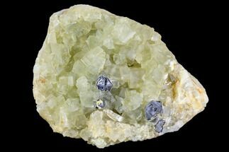 Yellow Cubic Fluorite Crystal Cluster with Galena - Morocco #104606