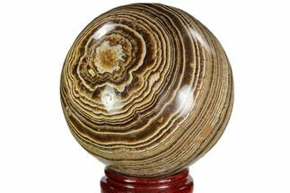 Polished, Banded Aragonite Sphere - Morocco #105625