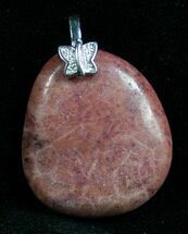 Red Fossil Coral Pendant - Million Years Old #7694