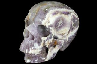 Carved and Polished Chevron Amethyst Skull #111210