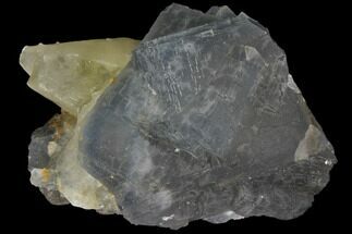 Blue, Cubic Fluorite Crystals On Calcite - Pakistan #112095