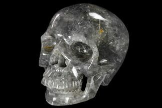 Carved, Grey Smoky Quartz Crystal Skull #116428