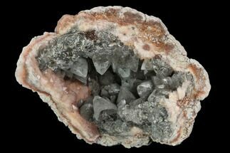 Pink Amethyst Geode Half With Grey Calcite - Argentina #127285