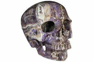 Realistic, Hollowed-Out Chevron Amethyst Skull #127581