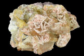 Bladed Barite on Yellow Cubic Fluorite Crystals - Morocco #141648