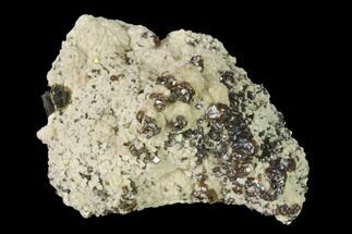 Translucent Sphalerite on Calcite, Pyrite and Chalcopyrite - Peru #141835