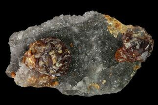 Translucent Sphalerite Crystals on Druzy Quartz - China #146674
