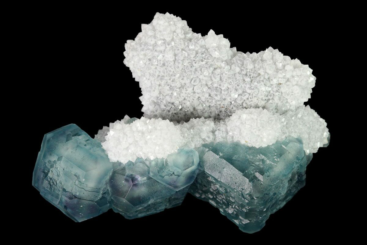 1.4" Multicolored Fluorite Crystals on Quartz Fluorescent! (146662