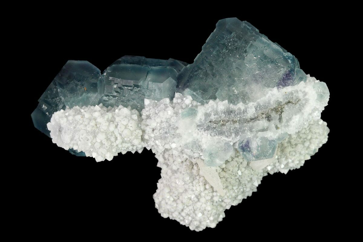 1.4" Multicolored Fluorite Crystals on Quartz Fluorescent! (146662