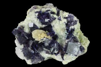 Purple-Blue Cubic Fluorite Crystals with Calcite - Inner Mongolia #146939