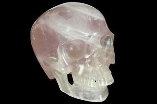 Realistic, Polished Brazilian Rose Quartz Crystal Skull #150913
