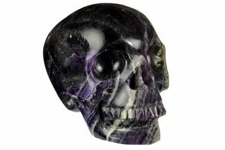 Realistic, Carved, Banded Green & Purple Fluorite Skull #151024