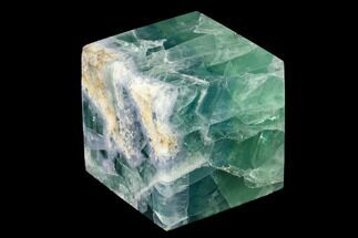 Polished Purple and Green Fluorite Cube - Mexico #153382