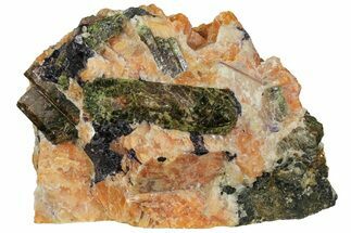 Huge, 4.2" Apatite Crystal in Orange Calcite - Quebec, Canada - Crystal #152178