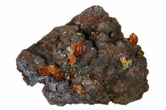 Red-Orange Descloizite Crystals on Matrix - Apex Mine, Mexico #155875