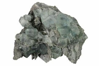 2.7" Green Cuboctahedral Fluorite on Sparkling Quartz - China - Crystal #161787